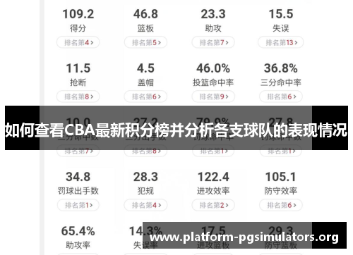 如何查看CBA最新积分榜并分析各支球队的表现情况